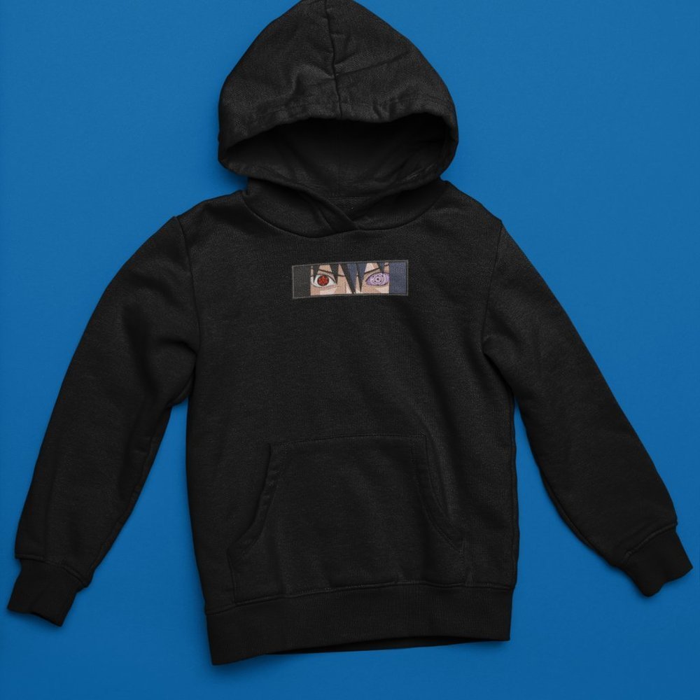 New- White&black Embroidered Sasuke Uchiha anime box hoodies